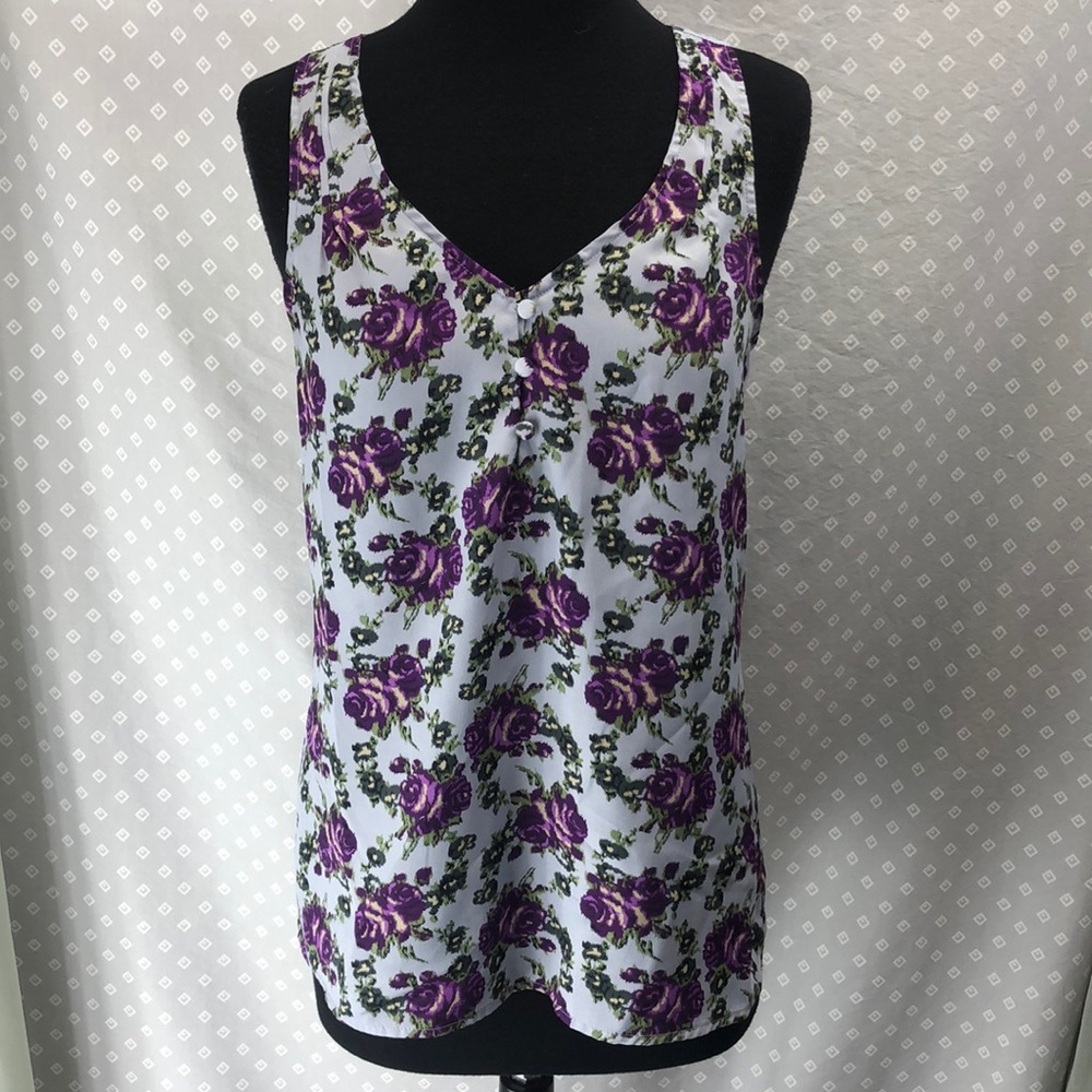 Wet Seal Purple Rose Racerback Tank Top